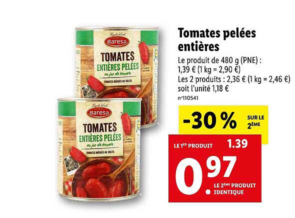 Tomates Pelées Entières Baresa