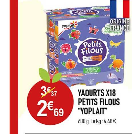 yaourt x18 petits filous "yoplait"