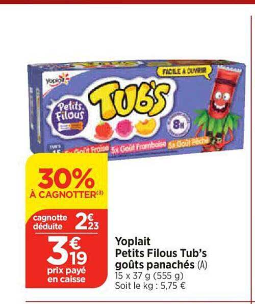 yoplait petits filous tub's goûts panachés