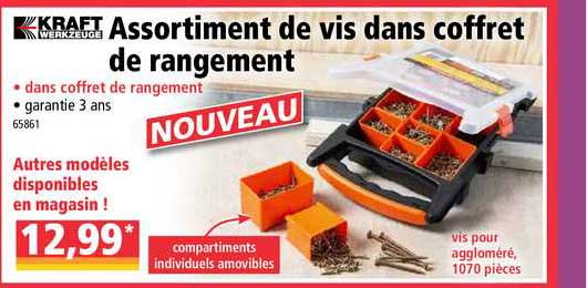 assortiment de vis dans coffret de rangement kraft werkzeuge