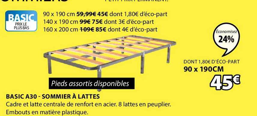basic a30  sommier à lattes