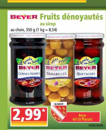 Beyer Fruits Dénouyautés Au Sirop