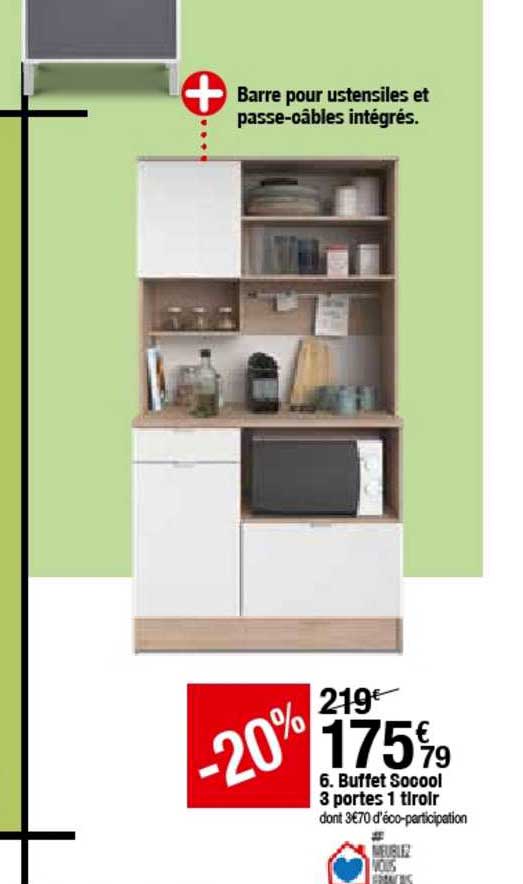 buffet socool 3 portes 1 tiroir -20%