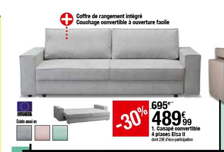 Canapé Convertible 4 Places Elsa Ii