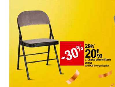 chaise pliante soren velour -30%