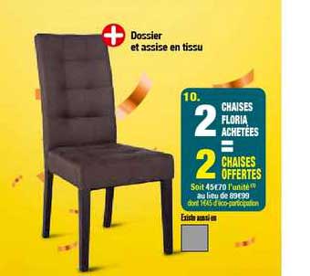 chaises floria 2 achetées = 2 offertes