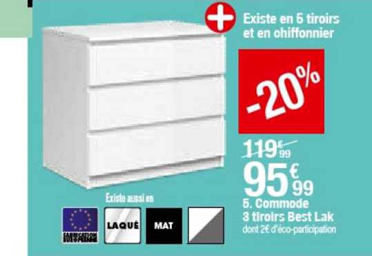commode 3 tiroirs best lak -20%