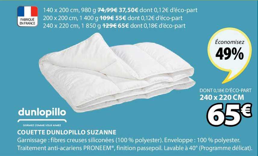 couette dunlopillo suzanne dunlopillo