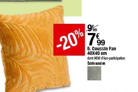 coussin fan 40x40 cm -20%
