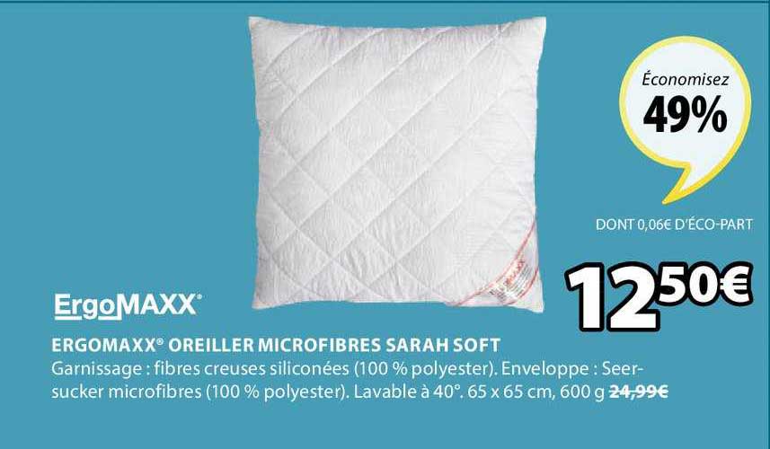 ergomaxx oreiller microfibres sarah soft