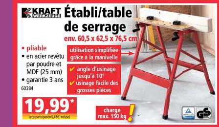 établi table de serrage kraft werkzeuge