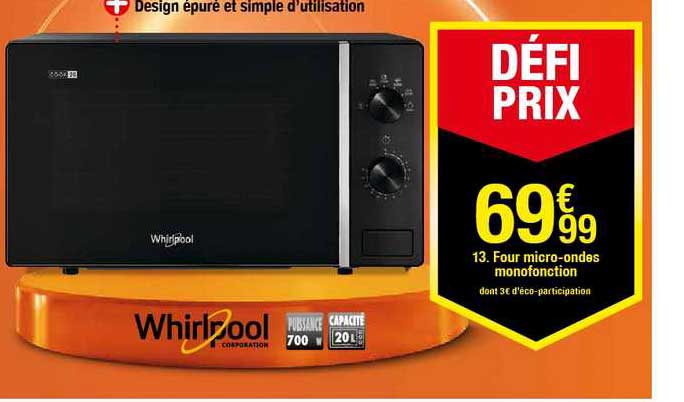 four micro ondes monofonction whirlpool