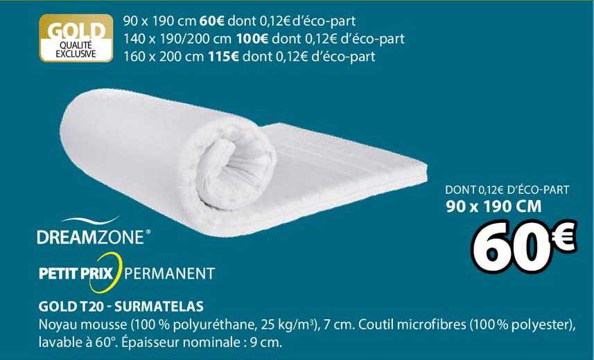 Gold T20 Sur Matelas Dreamzone