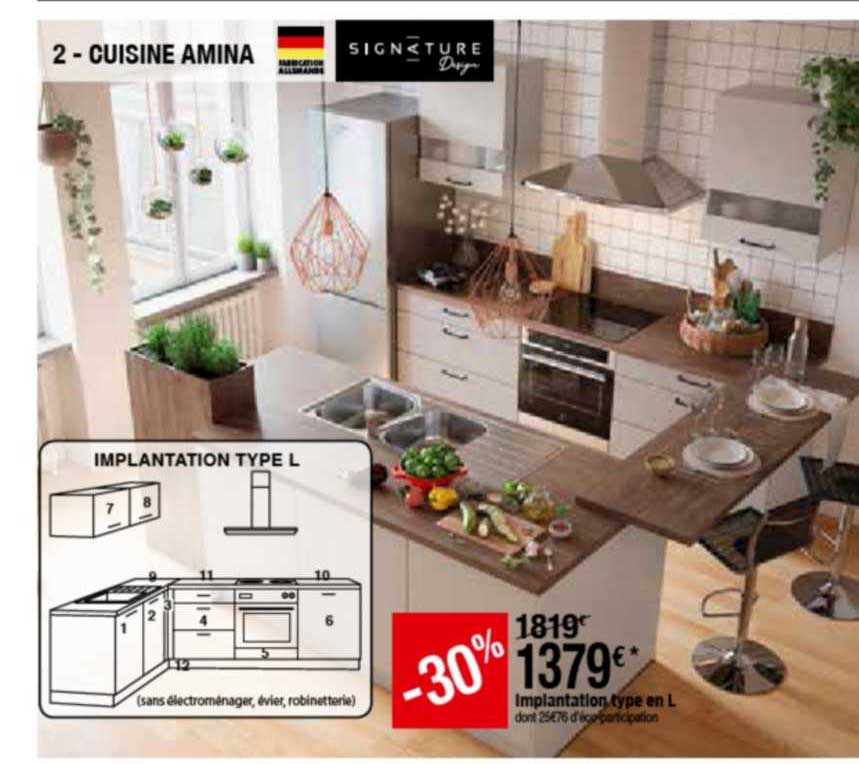 implantation type en l cuisine amina signature