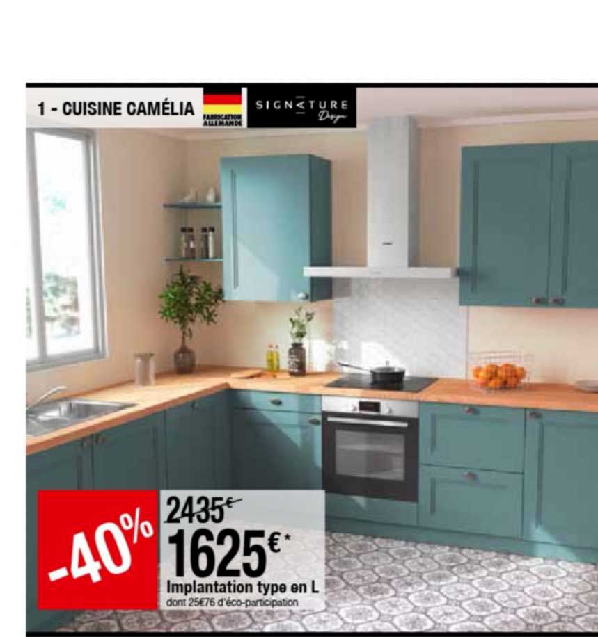 implantation type en l cuisine camélia signature