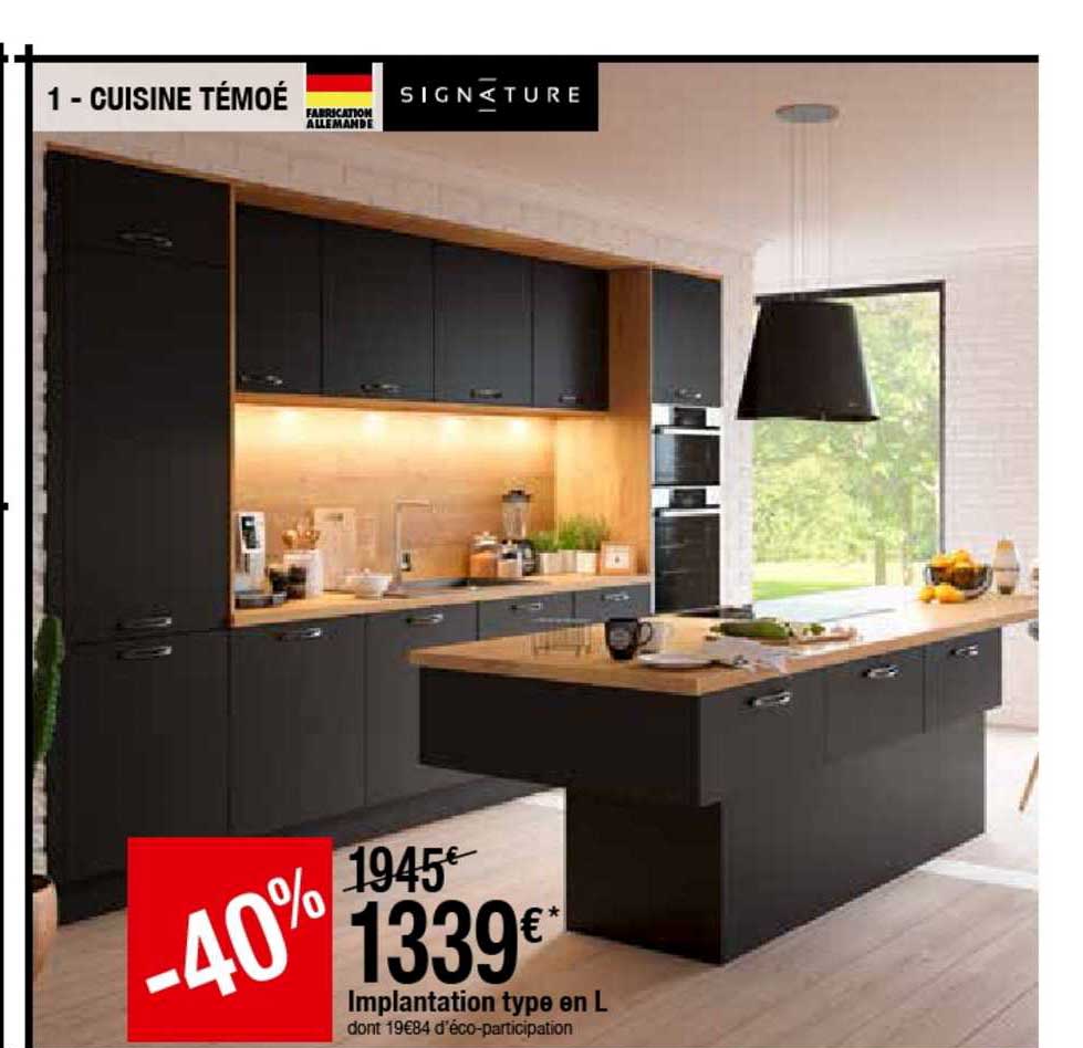 implantation type en l cuisine témoé signature