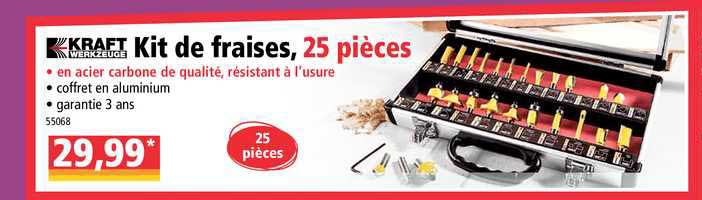 kit de fraises 25 pièces kraft werkzeuge