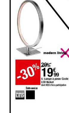 lampe à poser circle led nickel -30%