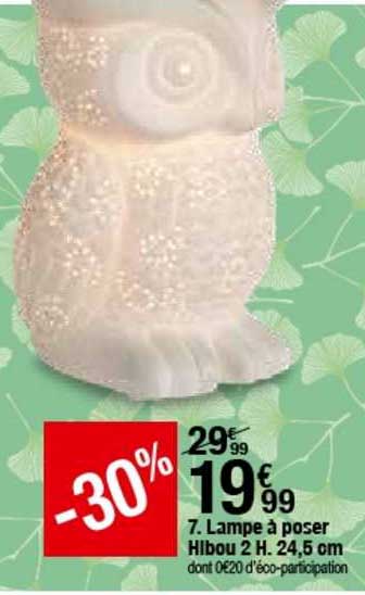 Lampe à Poser Hibou 2 H. 24.5 Cm -30%