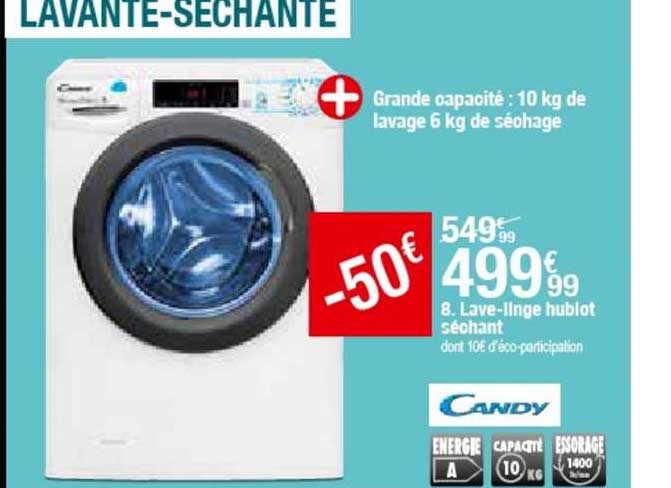 lave linge hublot séchant candy