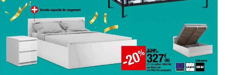 lit coffre 140x190 cm best lak -20%