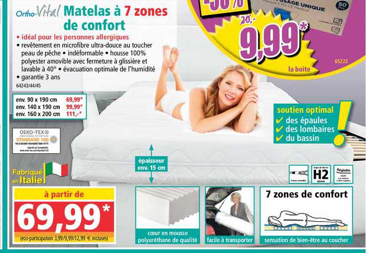 matelas à 7 zones de confort ortho vital