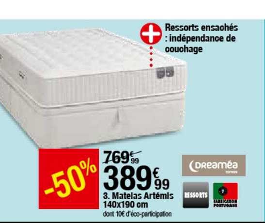 Matelas Artémis 140x190 Cm -50% Dreaméa