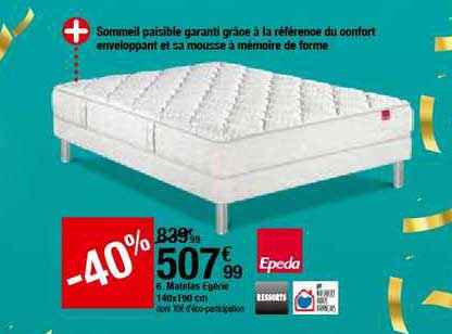 matelas egerie 140x190 cm epeda -40%
