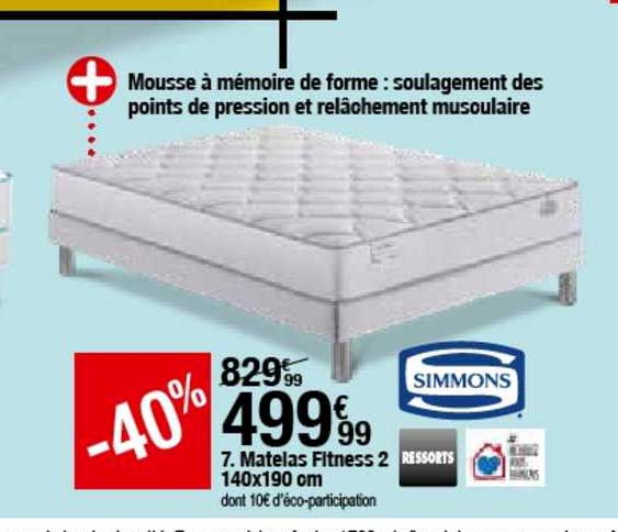 matelas fitness 2 140x190 cm simmons -40%