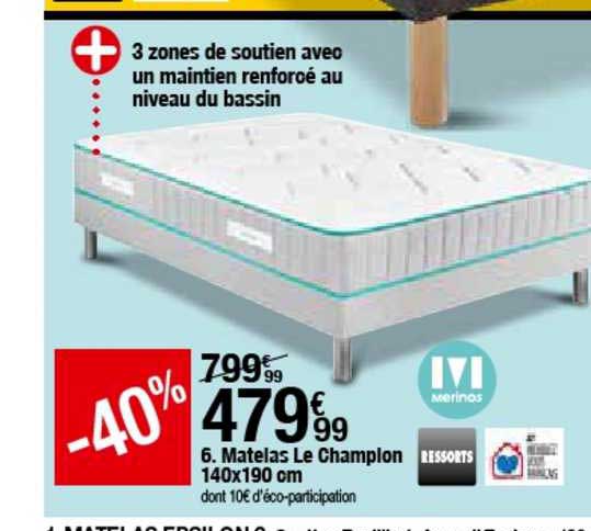 matelas le champion 140x190 cm -40%