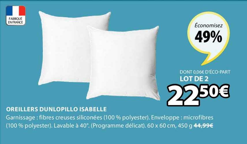 oreillers dunlopillo isabelle