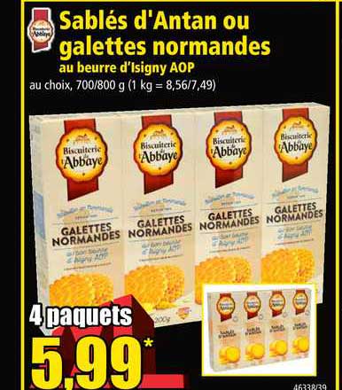 sablés d'antan ou galettes normandes au beurre d'isigny aop
