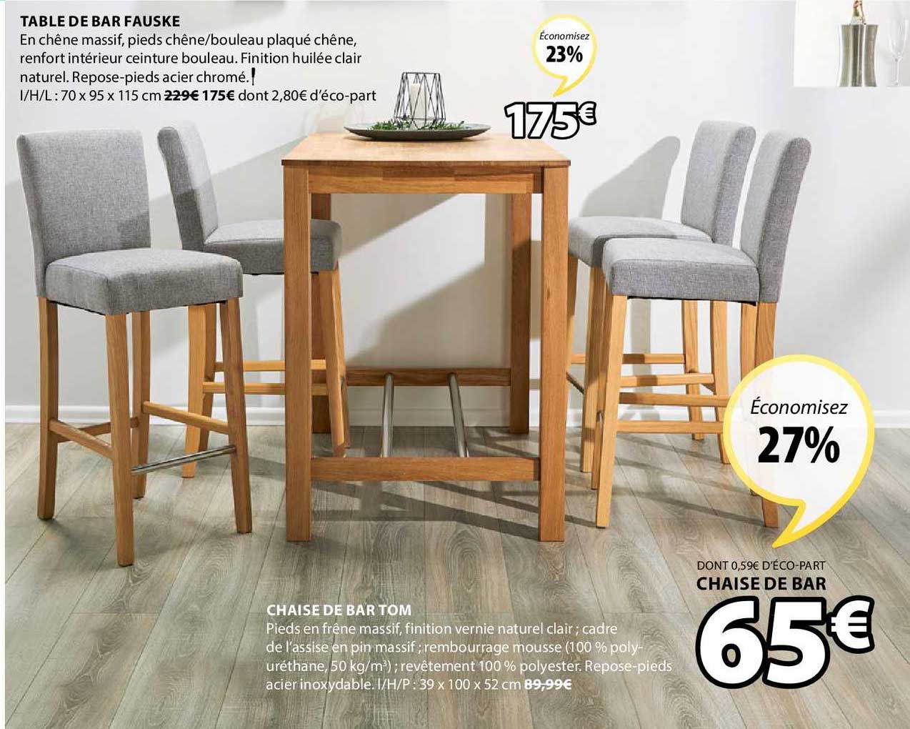 table de bar fauske chaise de bar