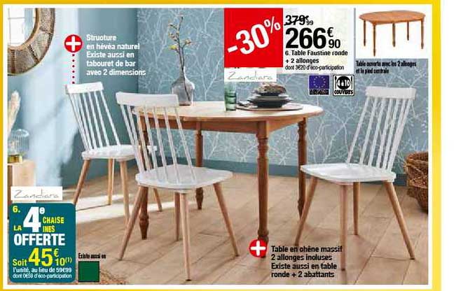 Table Faustine Ronde + 2 Allonges