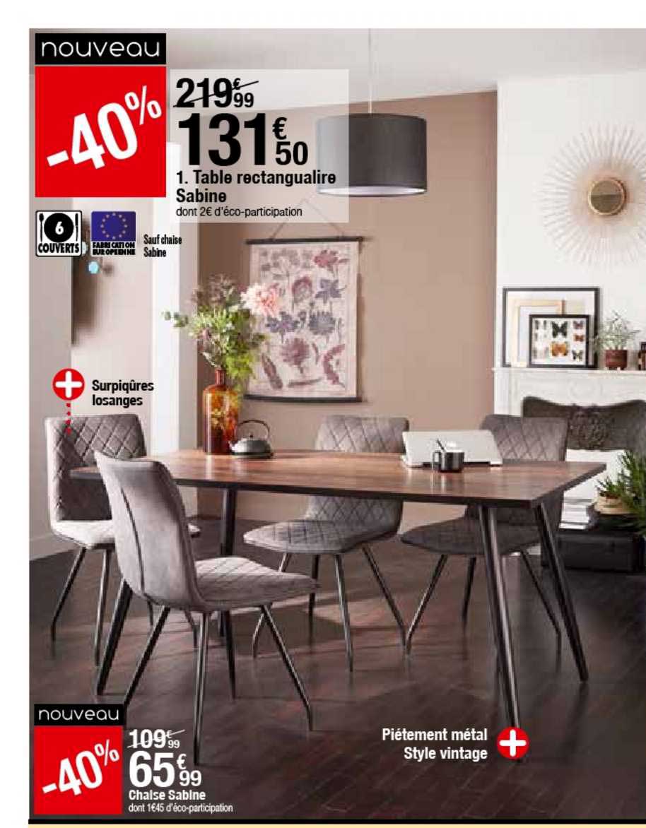 table rectangulaire sabine -40%