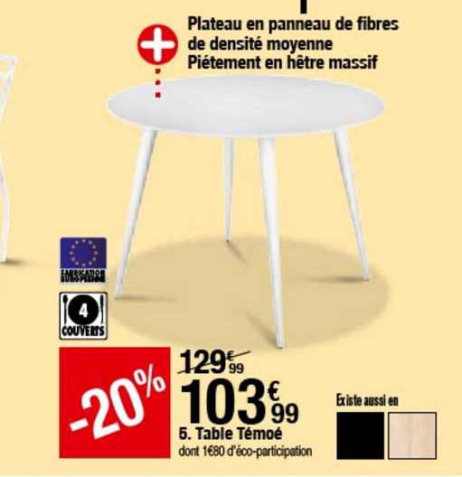 table témoé -20%
