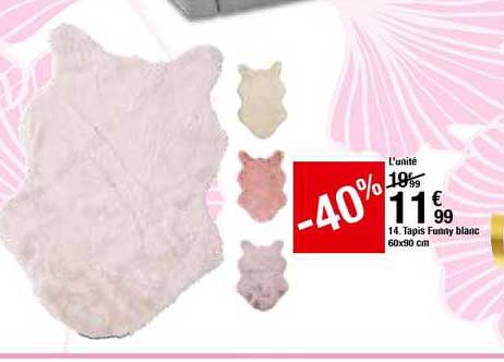 tapis funny blanc 60x90 cm -40%