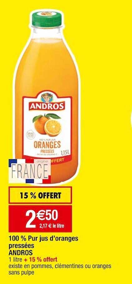 100% pur jus d'oranges pressées andros