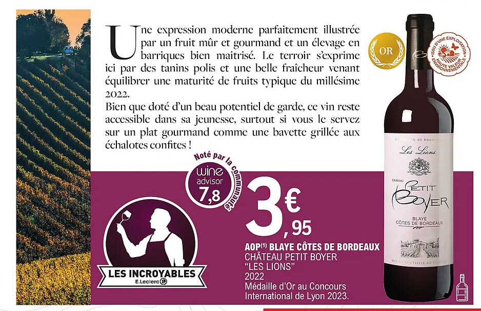 aop blaye côtes de bordeaux château petit boyer "les lions" 2022