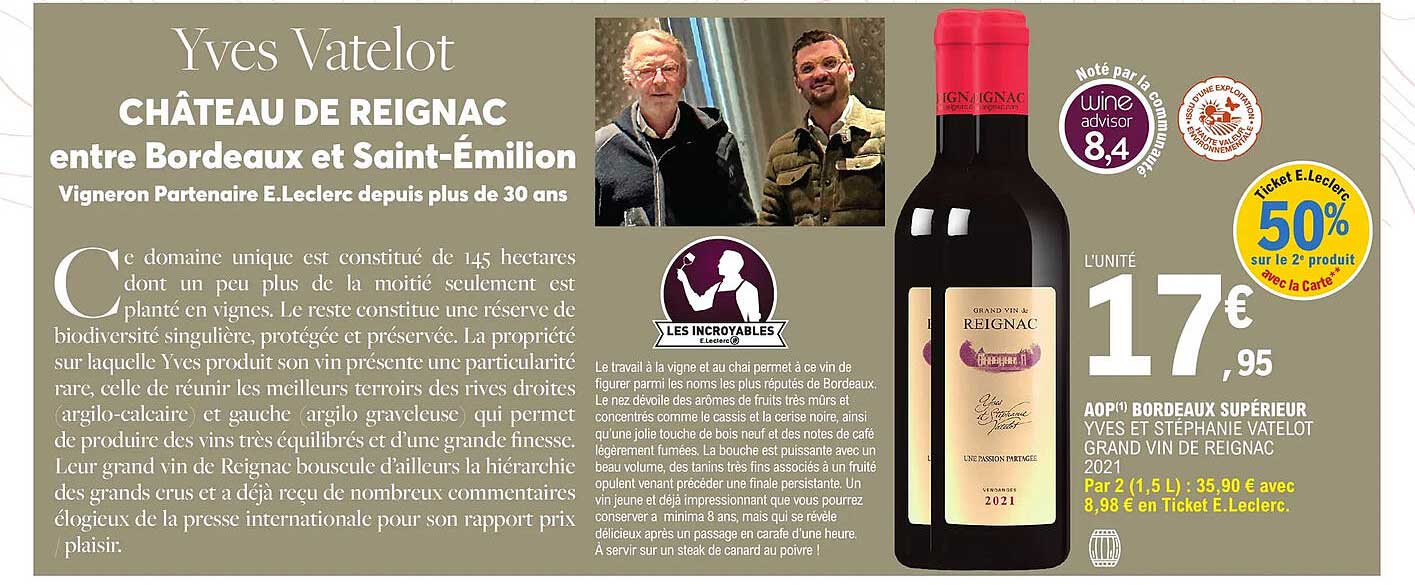 aop bordeaux supérieur yves et stéphanie vatelot grand vin de reignac 2021