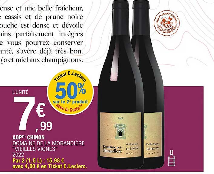 aop chinon domaine de la morandière "vieilles vignes" 2022