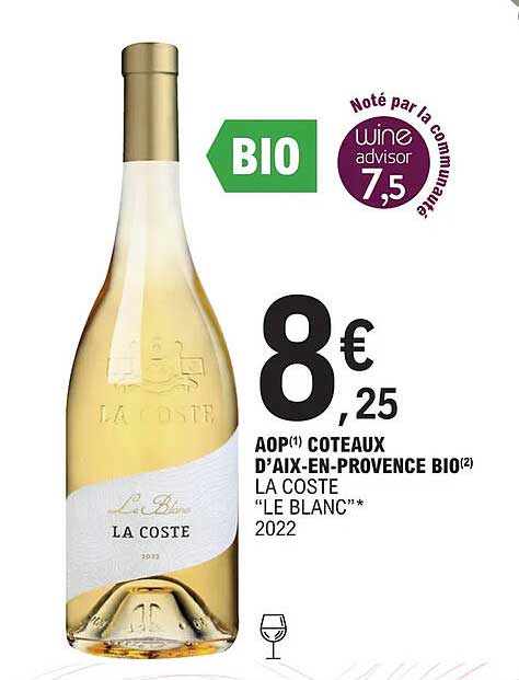 aop côteaux d'aix-en-provence bio al coste "le blanc" 2022