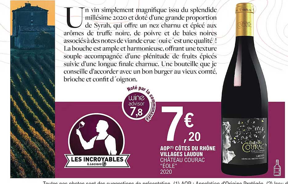 aop côtes du rhône villages laudun château courac "éole" 2020