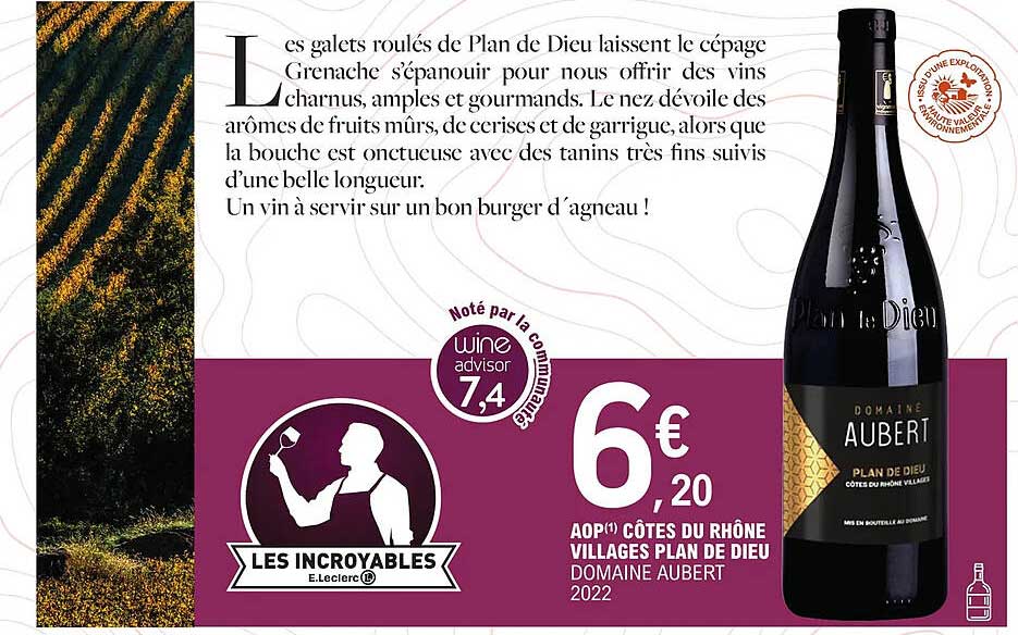 aop côtes du rhône villages plan de dieu domaine aubert 2022