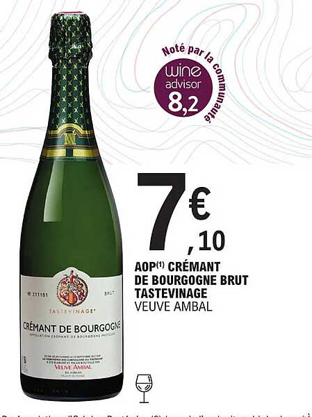 aop crémant de bourgogne brut tastevinage veuve ambal