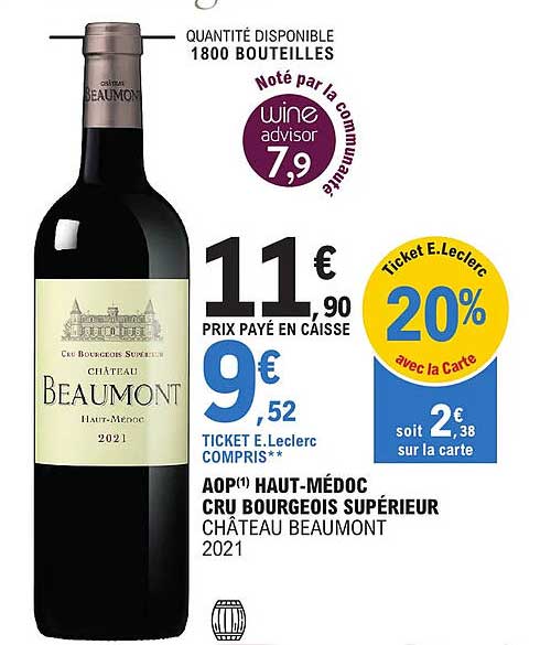 Aop Haut-médoc Cru Bourgeois Supérieur Château Beaumont 2021