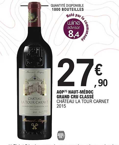 aop haut-médoc grand cru classé château la tour carnet 2015