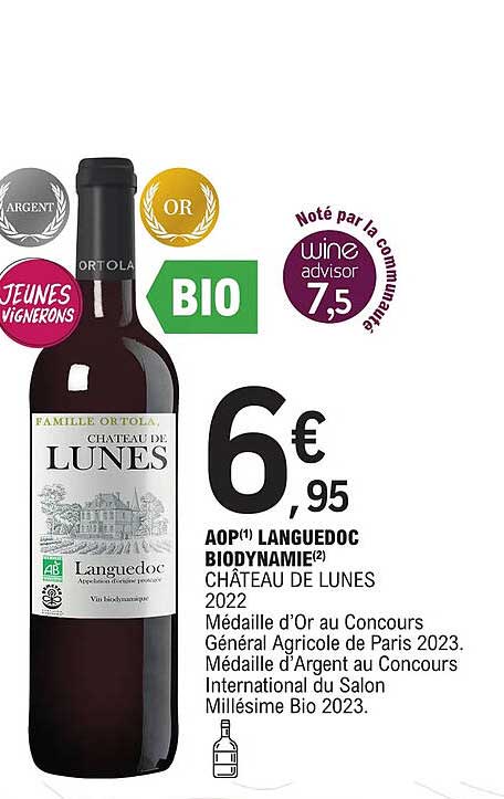 aop languedoc biodynamie château de lunes 2022