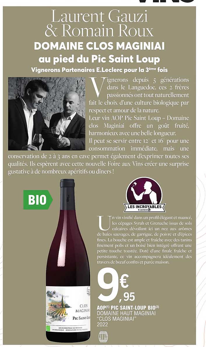 aop pic saint-loup bio domaine haut maginiai "clos maginiai" 2022