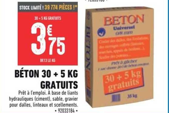 béton 30 + 5 kg gratuits